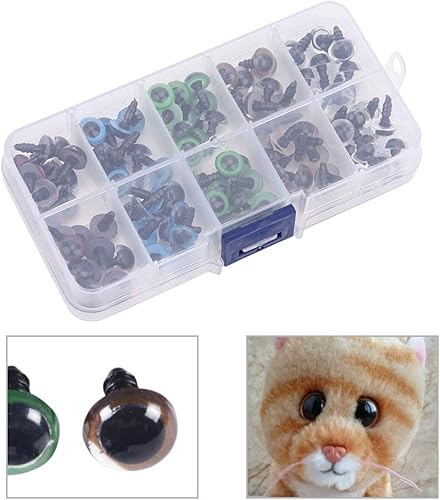 Zerodis 100pcs Yeux de sécurité, 10mm Yeux de sécurité poupée Faisant avec rondelle pour Jouet Faisant de l'artisanat de Bricolage - Nail Gallerys