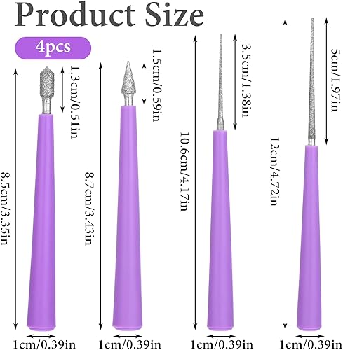 LLOUSSAK Lot de 4 alésoirs à perles avec pointe diamantée - Alésoir pour perles de verre - Pour la fabrication de bijoux - Accessoires de bricolage - Nail Gallerys