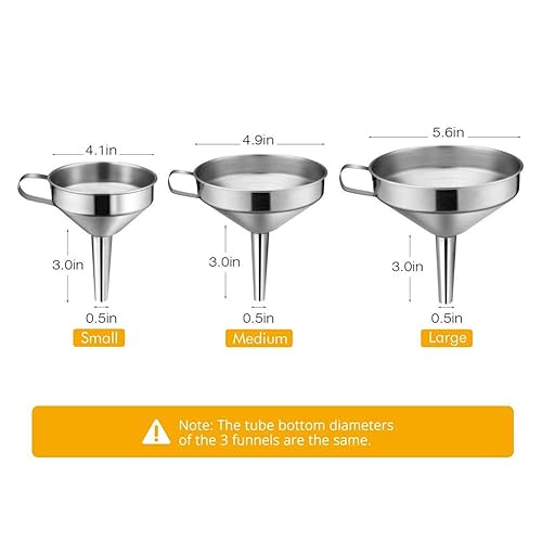 Jiacheng29 Entonnoir de cuisine en acier inoxydable à large goulot pour vin, huile, miel, filtre amovible (10 cm) - Nail Gallerys