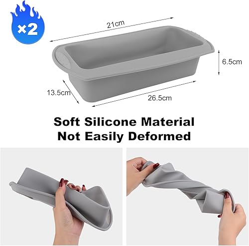 VFANDV Moule Gateau Silicone, 2 Pièces Moule a Gateau Silicone Antiadhésif Moule à Cake Moule pain de Mie Moule Cake Silicone pour la Cuisson du Pain Des Gateaux Des Toasts - Nail Gallerys