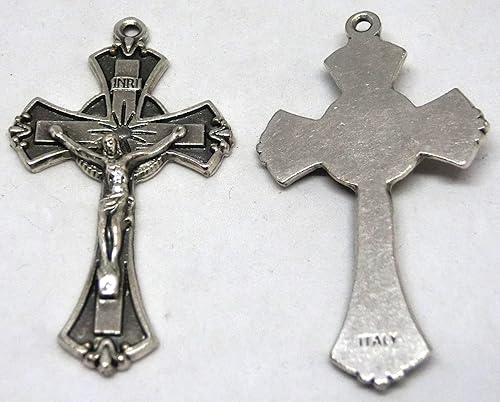 GTBITALY 10.517.30 Croix avec Christ Jésus pour chapelet en argent galvanisé pour 10 pièces, mesure 4,5 cm - Nail Gallerys