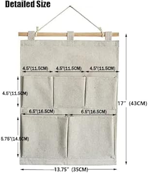 KINGREE Poches de rangement à suspendre au-dessus de la porte - Sac de rangement à suspendre - 5 poches - Nature - Nail Gallerys