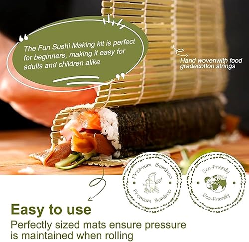 Kit de Fabrication de Sushis 13 Pièces pour Débutants et Experts - Tapis à Rouler en Bambou, Couteau, Baguettes, Plats à Sauce, Pagaie, Épandeur - Nail Gallerys