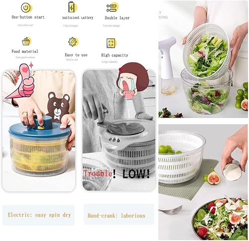 Aunis – Essoreuse à salade électrique rechargeable à séchage rapide pour légumes, fruits, laitue - Nail Gallerys