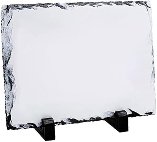 MR.R Sublimation Blanc Rectangulaire Rock Slate Photo Plaque Photo Frame, Personnalisé Cadre Photo Nouveauté pour Mariage, Anniversaire, Naissance de bébé, 6,3 x 11,8 pouces 16x30cm - Nail Gallerys