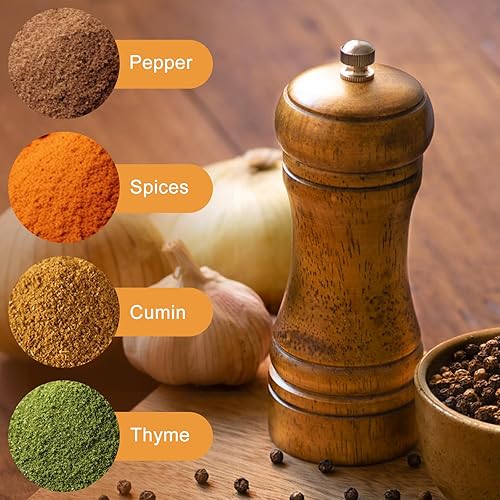 ZMDMAH Mini moulin à poivre, moulin à sel en bois, moulin à poivre et sel réglable en céramique, petit pour épices fraîches, moulin manuel pour une utilisation en cuisine - Nail Gallerys