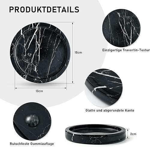 WORHE Plateau en marbre naturel pour bagues et bijoux, plateau rond en marbre pour cuisine, coiffeuse, salle de bain, décoration d'intérieur – Vert - Nail Gallerys