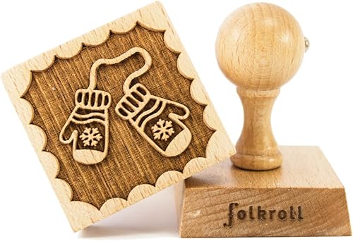 Folkroll 13271 – Tampon à biscuits – Tampon à pâtisserie décoré carré, motif cheval à bascule – bois de hêtre – 55x55mm - Nail Gallerys