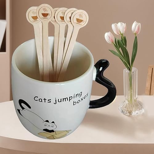 Lot de 100 touillettes à café en bois naturel de 15 cm pour boissons de café et cocktails - Nail Gallerys