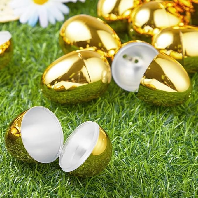 TOBBOMEY 12pièces De Pâques Fillables Dorés Plastique Décoration Et De Fête pour Chasse Aux - Nail Gallerys