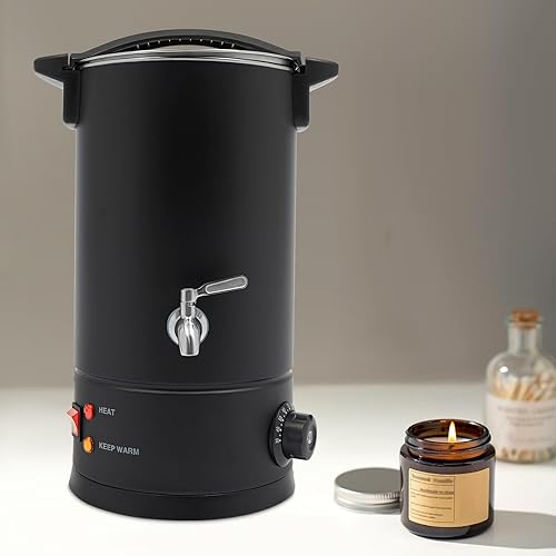 Kit de fabrication de bougies - Fondeur de cire électrique avec robinet et contrôle de la température - Pot de fusion de cire pour un usage commercial ou privé à petite échelle (8 l) - Nail Gallerys