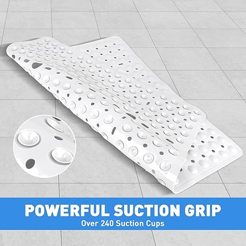 Tapis de Baignoire Antidérapant 70x70cm | Tapis de Douche Carré avec Ventouse Puissante,PVC Tapis de Bain aux Résistant à la moisissure, Réduire la Douleur des Pieds, Lavable en Machine (Blanc) - Nail Gallerys