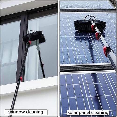 YFSMBD Brosse de Lavage Telescopique 10.8M, Nettoyage Panneaux Solaires, Murs, Vitres, Voiture, Nettoyeur de Vitres Professionnel 2-en-1 avec Perche Telescopique, Tuyau, Distributeur Savon - Nail Gallerys