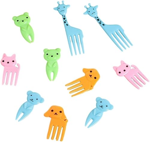 Ensemble de fourchettes à fruits, ensemble de décoration d'animaux mignons, fourchettes réutilisables, mini cure-dents pour fruits - Nail Gallerys