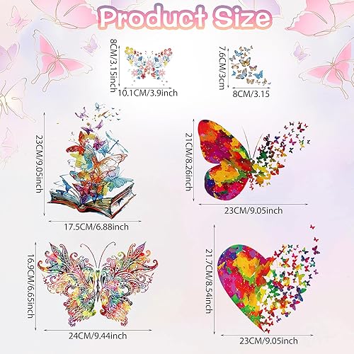 Lot de 6 écussons thermocollants en forme de papillon colorés en PET - À repasser - Pour vêtements, robes, pantalons, jeans, chapeaux, sacs - Nail Gallerys