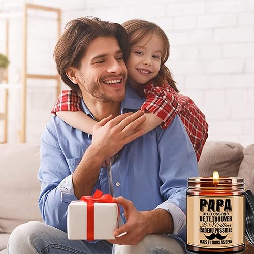 Bougie Parfumée Lavande Fête des Pères Naturelle Bougie en Pot d'Aromathérapie à la Cire de Soja Cadeau Papa Homme Anniverssaire Bénédiction, Purification, Relaxation 220g - Nail Gallerys