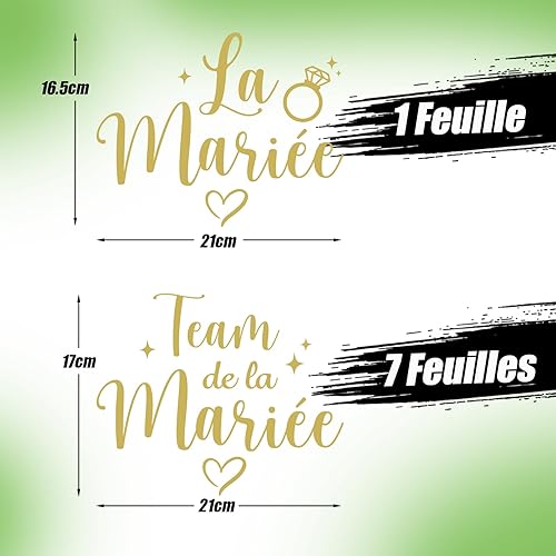 8feuilles Tee Shirt EVJF Stickers Thermocollants Transfert Textile Autocollants Thermocollant Personnalisé La Mariée Team de la Mariée Déguisement Déco pour Enterrement de Vie de Jeune Fille Mariage - Nail Gallerys