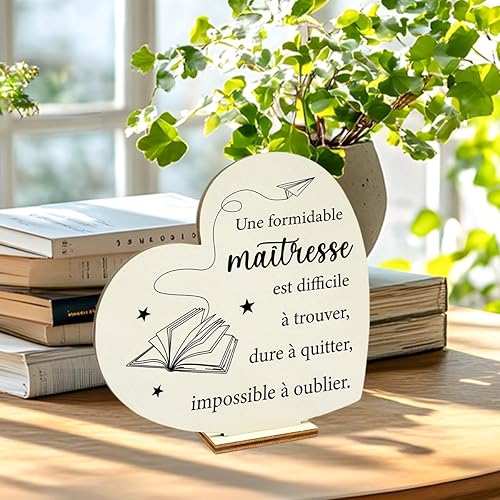Cadeau Maitresse, Cadeau Maitresse D'école Fin D'année, Merci Cadeaux Maitresse D'école Décoration de Table en Bois, Cadeau Fin D'année Scolaire pour Retraite Nouvelle Année Noël - Nail Gallerys