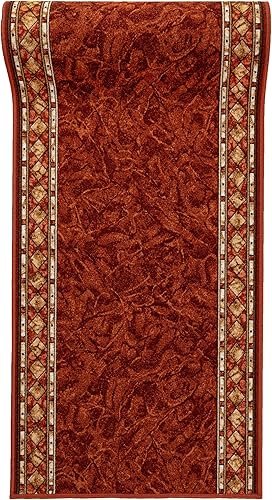 Mazovia Tapis Antidérapant - Tapis Couloir Long - Tapis Classique Motif - Tapis Salon, Chambre, Cuisine - Certifié Oeko-Tex - Tapis de Couloir au Metre - Rouille Terracotta 67x725 cm - Nail Gallerys
