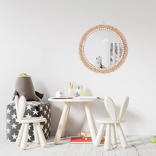 SWTHONY Miroir mural rond bohème à suspendre - 38,1 cm - En rotin - Pour ferme, salon, chambre à coucher, salle de bain - Nail Gallerys