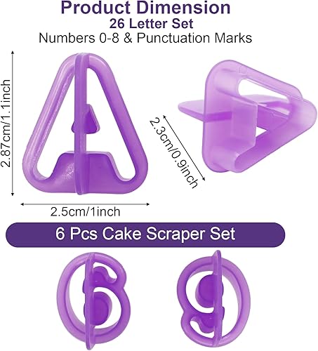 Lot de 6 emporte-pièces en forme de lettres de l'alphabet pour fondant - Avec 6 grattoirs à gâteau - 40 pièces - Lettres de ponctuation - Lettres et chiffres - Pour décoration de gâteau - Nail Gallerys