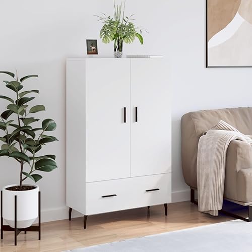 vidaXL Buffet Haut, Armoire Latérale avec Pieds et Portes, Meuble de Rangement, Organisateur de Salon Intérieur, Moderne, Gris Béton Bois d'Ingénierie - Nail Gallerys