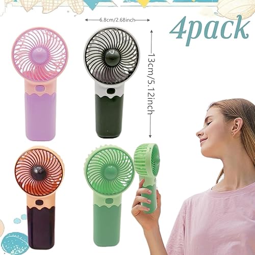 Lot de 4 mini ventilateurs portatifs à piles, haute vitesse et léger, petit ventilateur de refroidissement personnel pour voyage, plage, camping, pour filles, enfants, femmes et hommes - Nail Gallerys