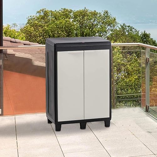 STAKMANN Meuble Poubelle pour Collecte différenciée, Couleur Gris et Noir, 3 espaces, 2 Portes, 1 étagère, possibilité Fermeture Cadenas Armoire conteneur déchets, Charge maximale 15 kg, extérieur - Nail Gallerys