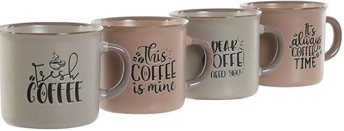 Home ESPRIT Ensemble de tasses à café bleu rose grès 4 pièces 180 ml - Nail Gallerys