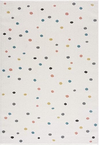 carpet city Tapis pour chambre d'enfant, 80 x 150 cm, crème, multicolore, à pois, confettis, tapis de jeu pour enfant, décoration de chambre de bébé - Nail Gallerys