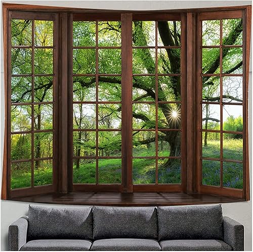 WANLIAN Tapisserie murale motif forêt, paysage de montagne, pour maison, bureau, dortoir, décoration intérieure et extérieure grande taille 150 x 150 cm (grand arbre) - Nail Gallerys