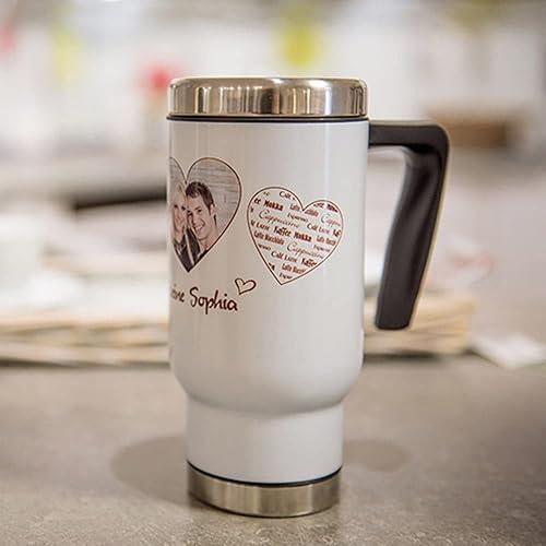 Mug thermos blanc avec anse personnalisé photo – Mug ou gobelet isotherme grand format et étanche avec impression photo – Mug thermos personnalisable - Nail Gallerys