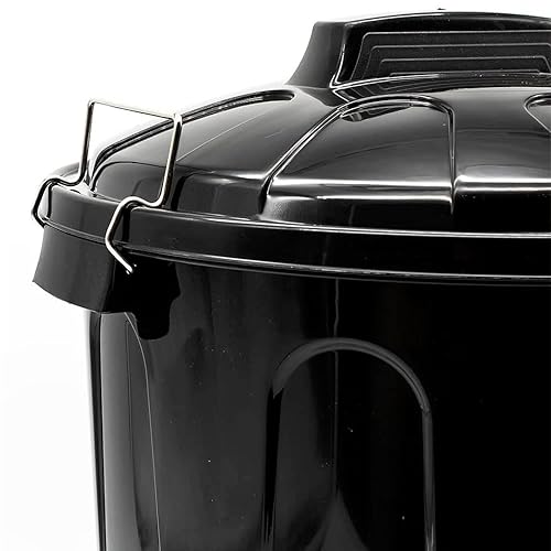 Acan Tradineur - Poubelle avec couvercle et poignées métalliques, 31 litres, plastique résistant, poubelle, recyclage, industriel, maison, fabriqué en Espagne, 48,2 x 37,5 cm (Noir) - Nail Gallerys
