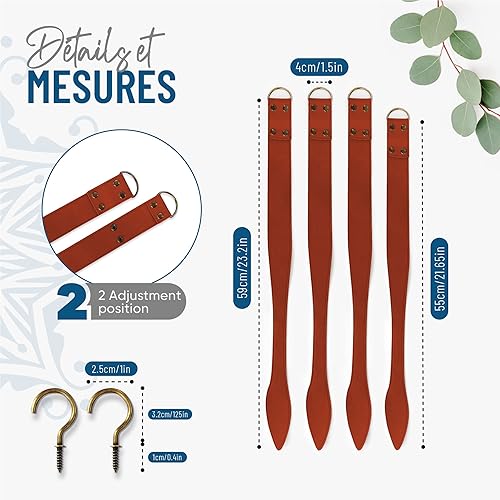 Set de 2 embrasses de Rideaux réalisées en Cuir synthétique. Embrasse de Rideaux Design. Utilisez-Les pour embellir Les vases et Les Lampes. Les Crochets muraux - Nail Gallerys