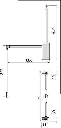 Emuca - Barre de penderie escamotable Sway, tringle relevable, penderie rabattable pour armoire, 450-600mm, Acier, Aluminium et Plastique, Peint en titane - Nail Gallerys