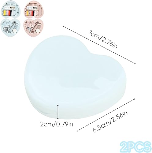 XQMMGO Mini kit de couture de voyage 2 pièces, mini essentiels de voyage, kit de couture portable en forme de cœur mignon, boîte à couture, voyageur, urgences, accessoires d'outils de bricolage - Nail Gallerys