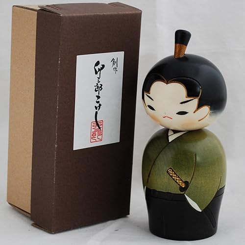 Poupée japonaise Kokeshi - Fait à la main au Japon - Waka Samourai Jeune guerrier - Nail Gallerys