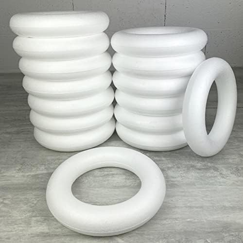 Lealoo Gros lot 15 Anneaux polystyrène diam. 25 cm, Couronnes Styro Plein, bouées Haute densité - Nail Gallerys