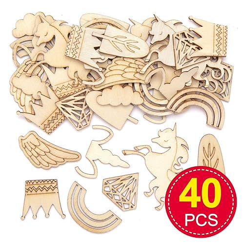 Baker Ross AX110 Formes de licornes en bois - Loisirs créatifs à thème pour enfants (Paquet de 40) - Nail Gallerys