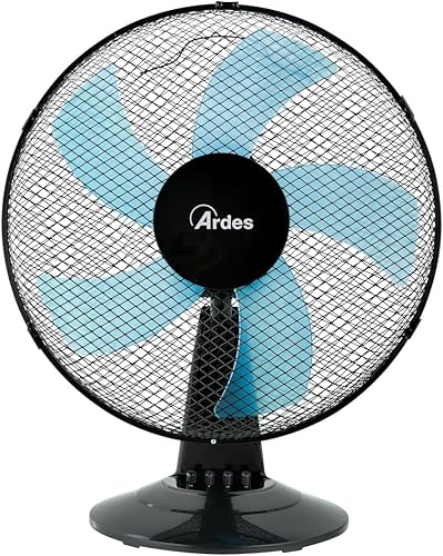 Ardes - AR5ST40N Ventilateur de table STEELO 40N 5 pales - Ventilateur de table 40 cm oscillant avec inclinaison réglable - Ventilateur 3 vitesses silencieux, Noir - Nail Gallerys