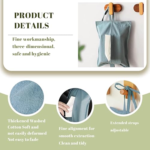 KASESSS 2 Pièces Boite a Mouchoir en Coton, Suspendue Boite Mouchoirs, Boite Mouchoir avec Deux Crochet Adhesif Mural, Distributeurs de Mouchoirs pour Cuisine, Chambre, Toilette, Voiture, Bleu, Rose - Nail Gallerys