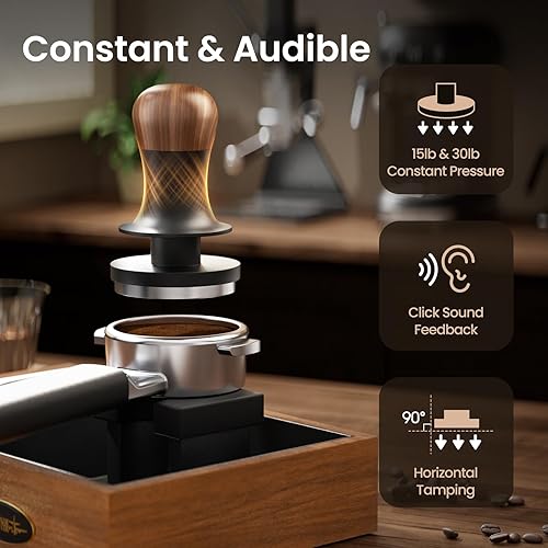 MHW-3BOMBER Tamper à expresso de 58 mm – 3 ressorts avec rétroaction sonore – Outil de barista avec ressorts de rechange de 6,8 kg/13,6 kg – Compatible avec paniers standard de 58 mm T7072T-OS - Nail Gallerys