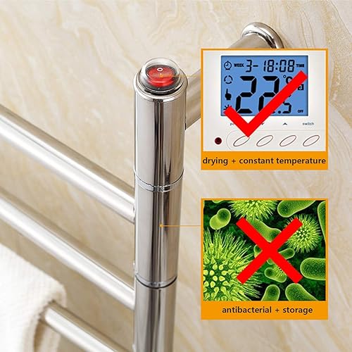 Radiateur Porte-Serviettes Chauffant Électrique Pour Salle De Bain À 4 Barres, Sèche-Serviettes Pivotant Mural Portable, Chauffe-Serviettes En Acier Inoxydable 304, Économe En Énergie 51W,Plug in - Nail Gallerys