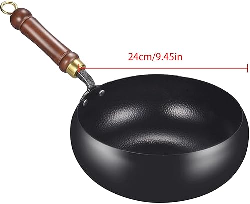 Poêle japonaise en fonte 24 cm avec couvercle, poêle japonaise antiadhésive, woks et sauteuses, forgés à la main, woks et sauteuses, wok en fonte antiadhésive, pour induction et cuisinière à gaz - Nail Gallerys