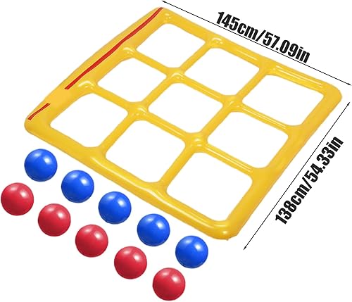 Pool tictactoe Game | Jouet piscine gonflable géant tics-tacs-toes | Jeu piscines à neuf grilles | Jouets flottants à la ligne avec 10 balles réglées pour 2 à 10 joueurs de piscines et d'arrière-cour - Nail Gallerys