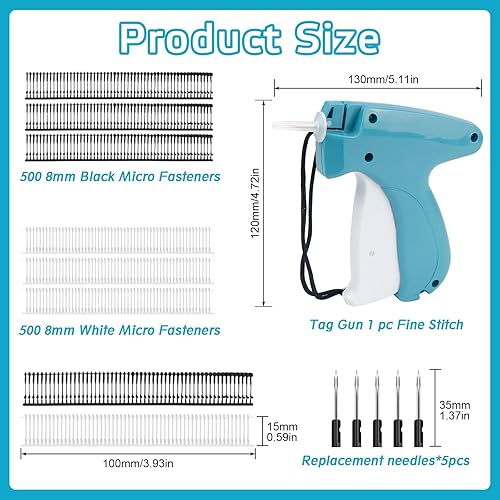 ELNLE Stitchy Quick Clothing Fixer Micro Stitchy Pistolet à coudre rapide pour vêtements, mini pistolet à mousse, fixateur rapide de vêtements avec 5 aiguilles 1000 aiguilles en plastique - Nail Gallerys