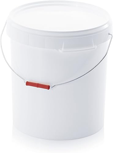 8X Eimer 30l mit Deckel und Metallbügel * lebensmittelecht * 30 Liter * weiß * Kunststoffeimer, 8er Set - Nail Gallerys