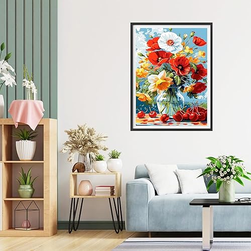 QQYRHN 5D DIY Coquelicot Kits de Peinture Diamant, Complète Fleurs Colorées Diamond Painting pour Adulte Débutants, Fleurs Art du Diamant, Décoration Murale Maison Peinture au Diamant Avec 30x40 cm - Nail Gallerys