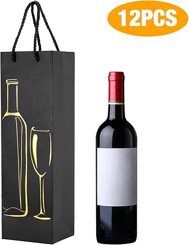 12 Pièces Sacs à Bouteilles de Vin, Sacs à Vin pour Bouteilles de Champagne, Sacs en Papier Épaissi pour Bouteilles de Vin, Sacs Cadeaux pour Noël, Mariage, Anniversaire, Fête - 35 x 11 x 9 cm - Nail Gallerys