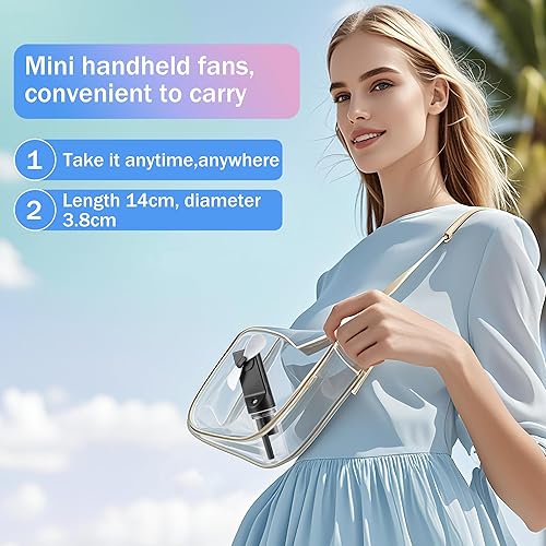 JIZZU Ventilateur Brumisateur Portable, Mini Ventilateur Manuel Rechargeable, Petit Ventilateur Avec 4 Niveaux de Réglage les Voyages, Bureau à Domicile, Camping, l'extérieur(Noir) - Nail Gallerys